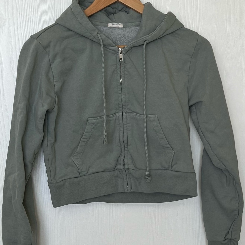 Brandy Melville Olive Zip-Up Hoodie
